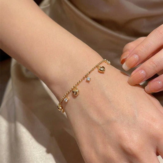 Golden Heart Charm Bracelet
