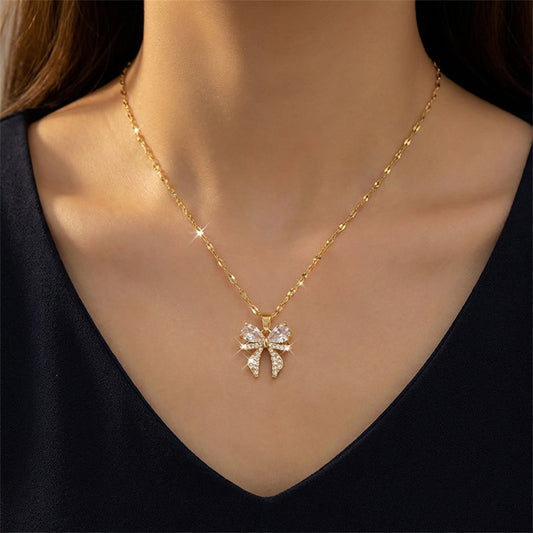 Golden Bow Grace Necklace