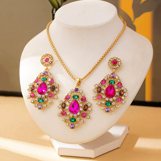 Royal Navratna Glow Necklace & Earrings Set