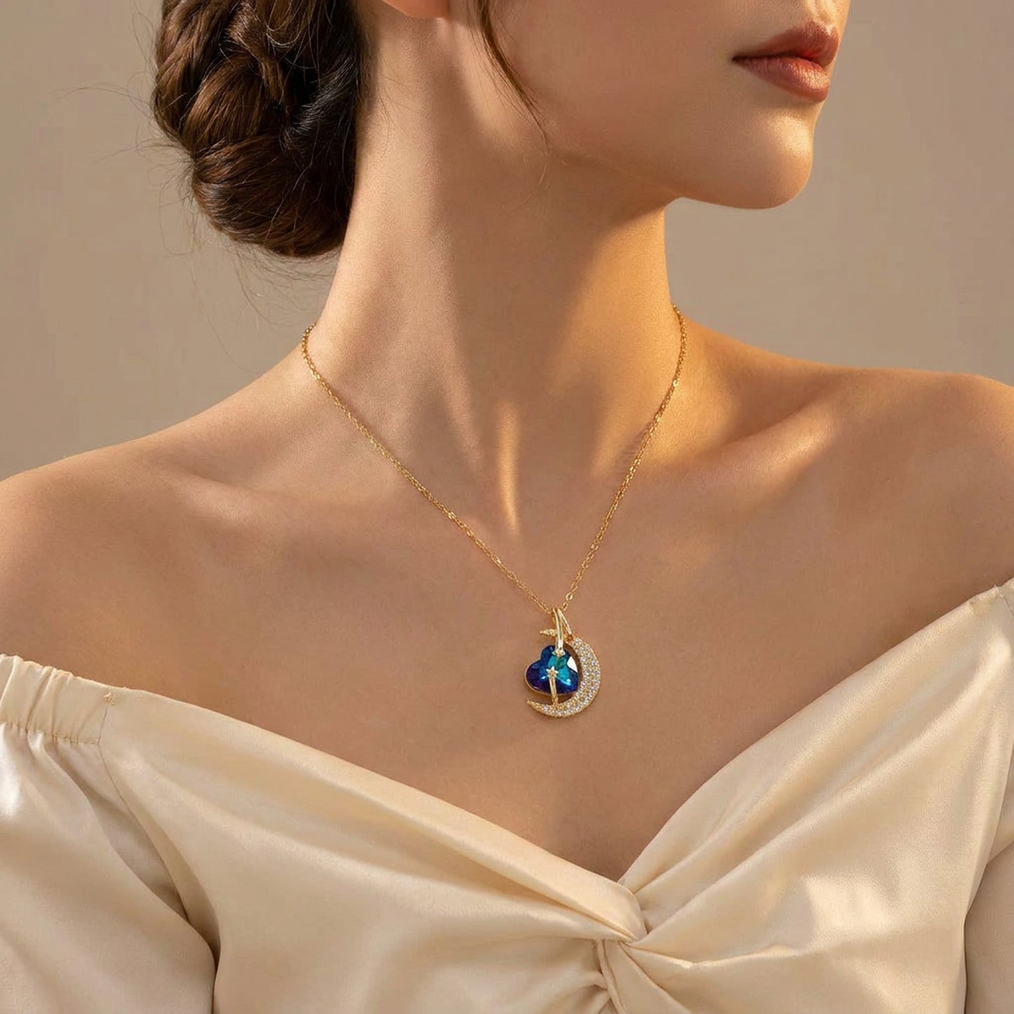 Celestial Sapphire Heart Necklace