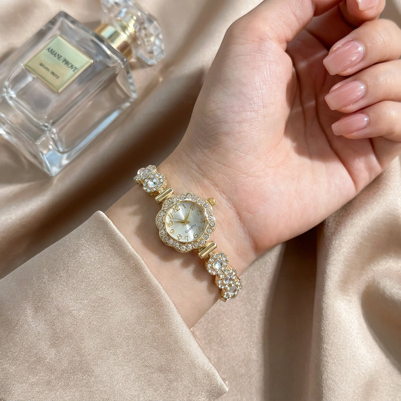 Golden Blossom Crystal Bracelet Watch