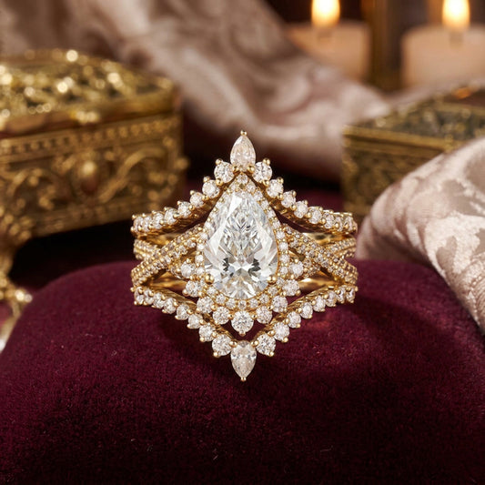 Celestial Teardrop Crown Ring