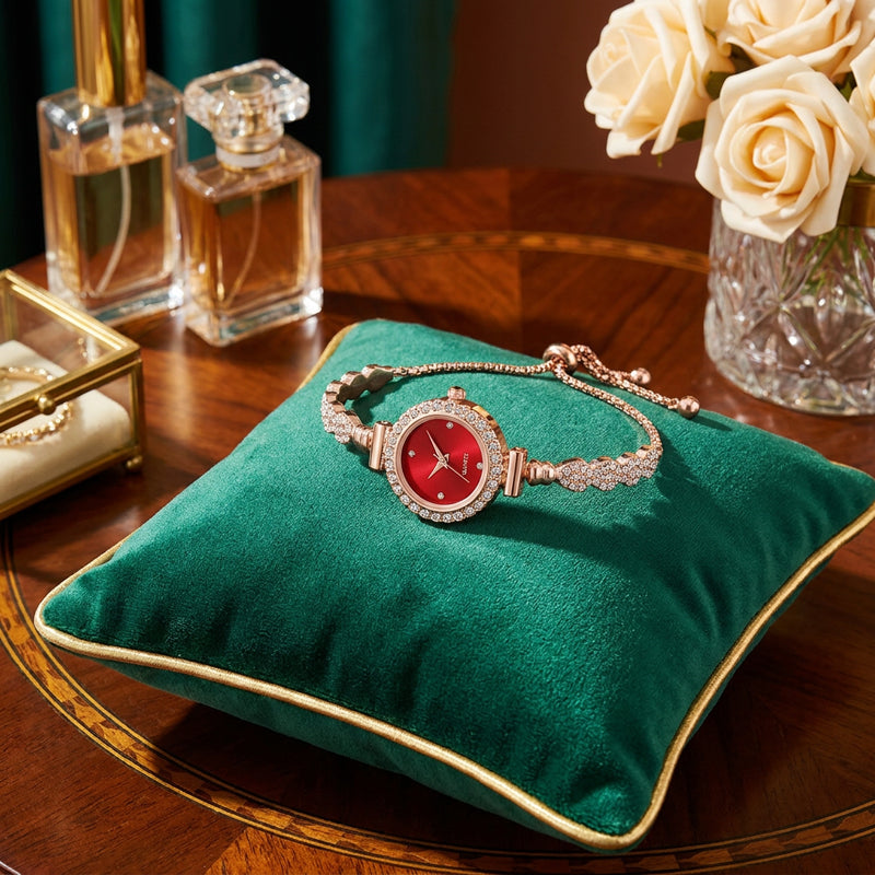 Ruby Radiance Crystal Bracelet Watch