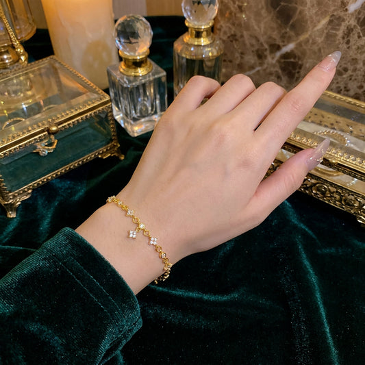 Golden Flower Charm Bracelet