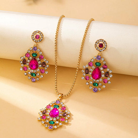 Royal Navratna Glow Necklace & Earrings Set