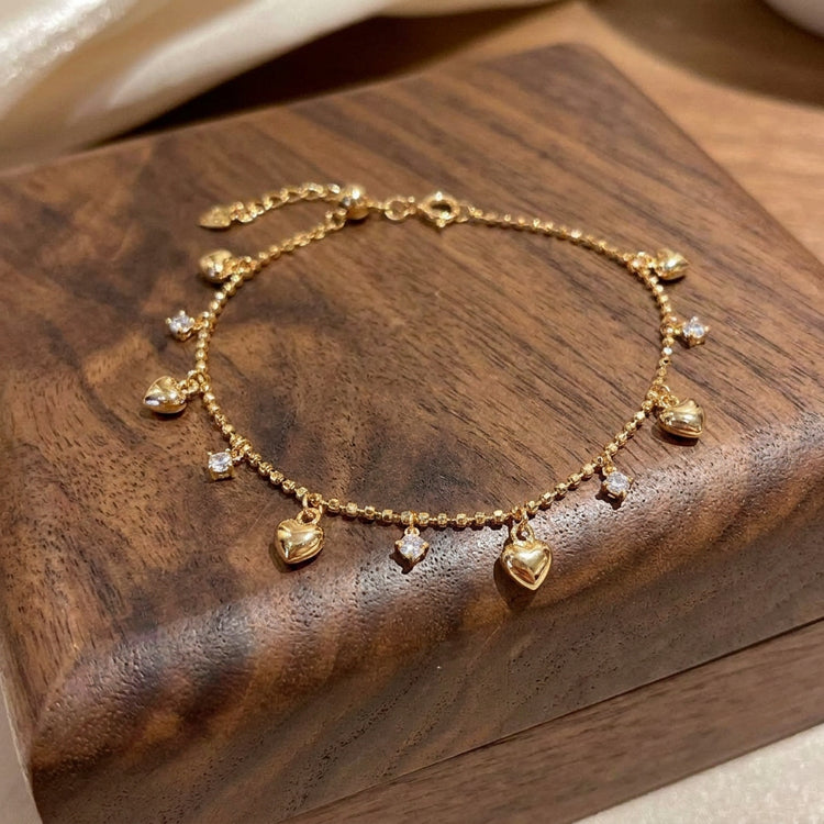 Golden Heart Charm Bracelet