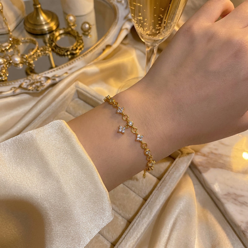 Golden Flower Charm Bracelet