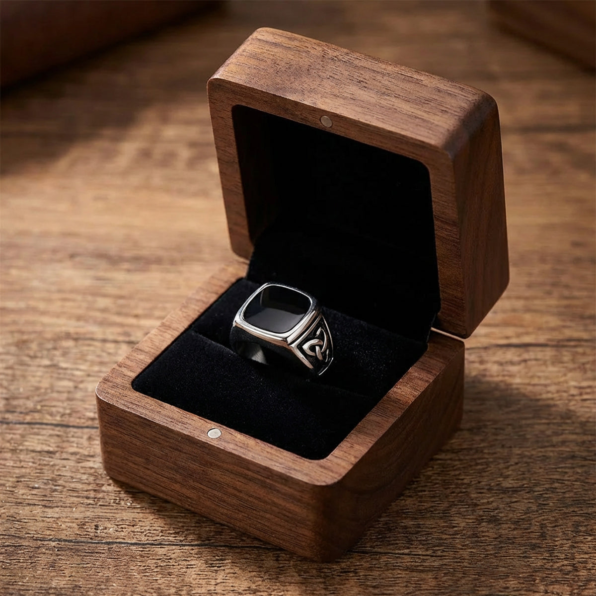 Obsidian Crest Signet Ring