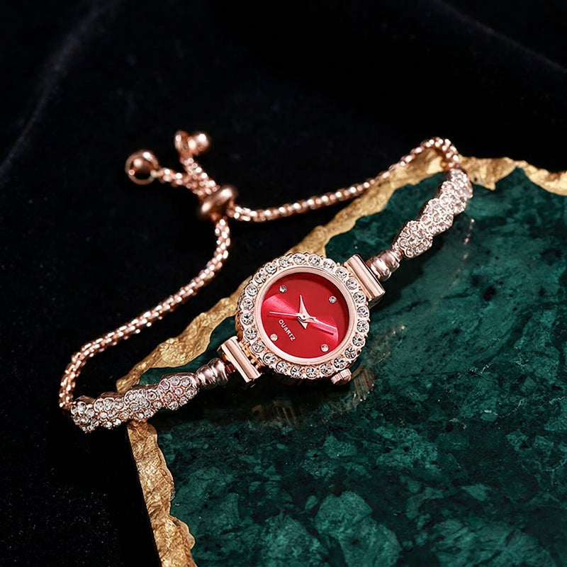 Ruby Radiance Crystal Bracelet Watch