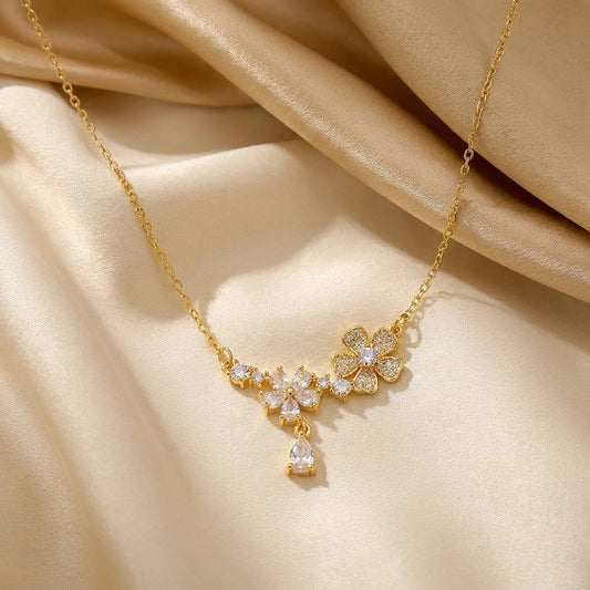 Golden Blossom Crystal Necklace