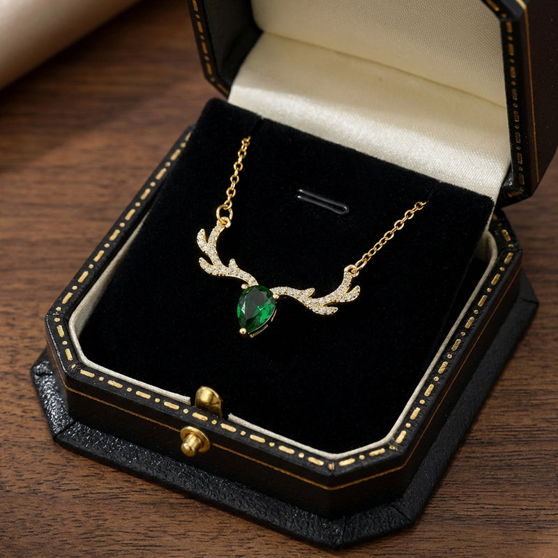 Emerald Deer Grace Necklace