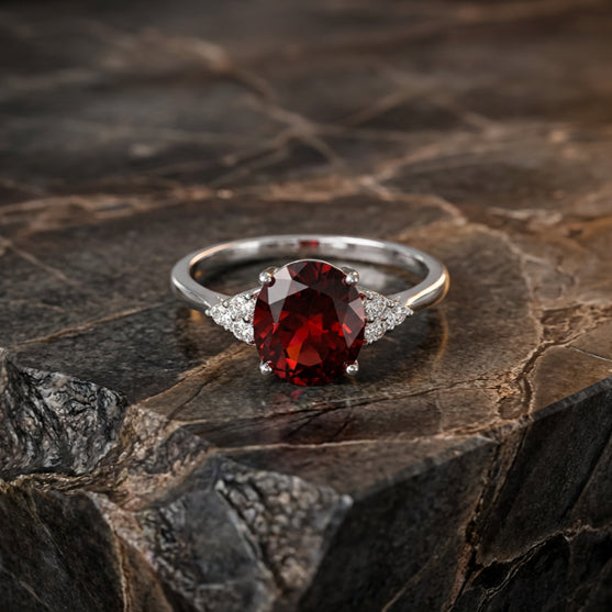 Crimson Elegance Crystal Ring