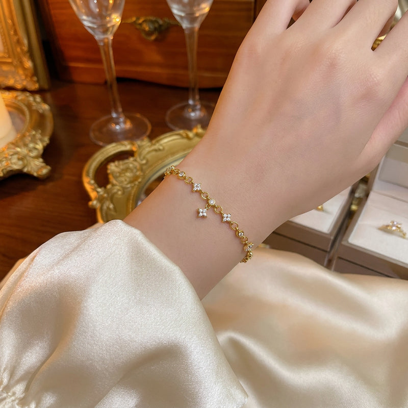 Golden Flower Charm Bracelet