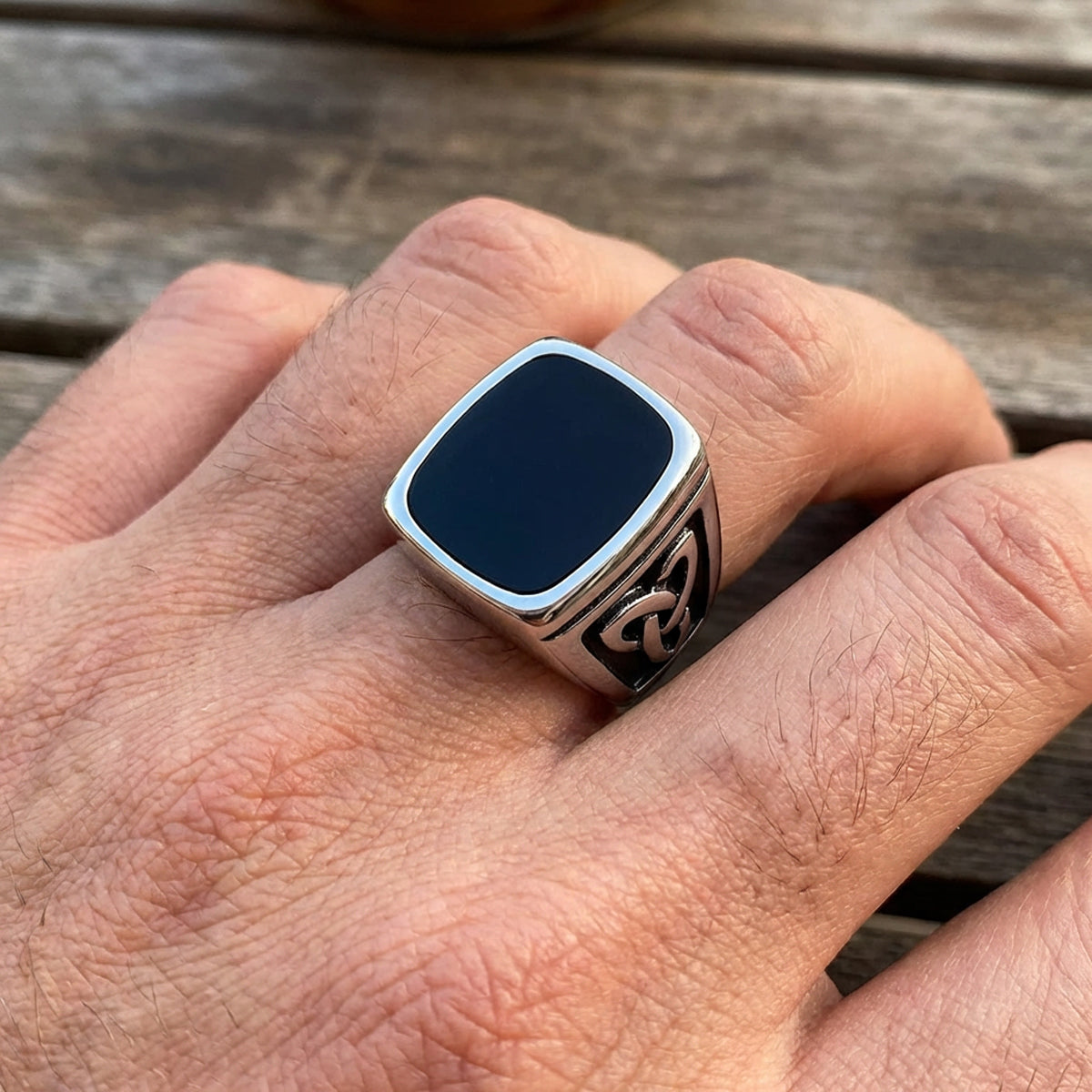 Obsidian Crest Signet Ring