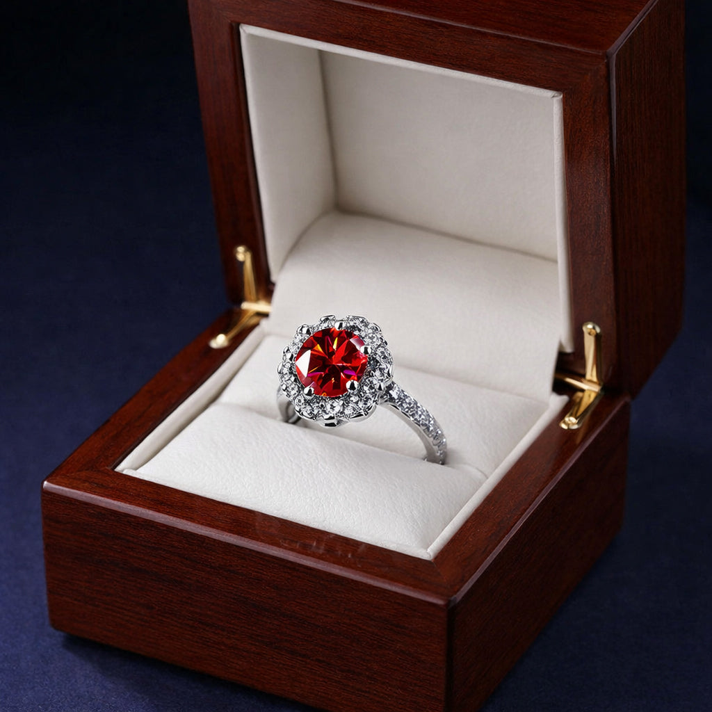 Scarlet Halo Diamond-Look Ring