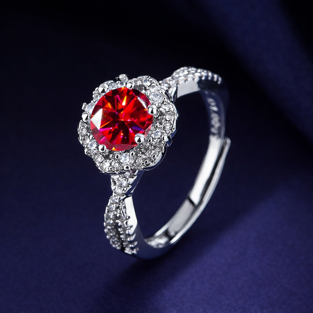 Scarlet Halo Diamond-Look Ring