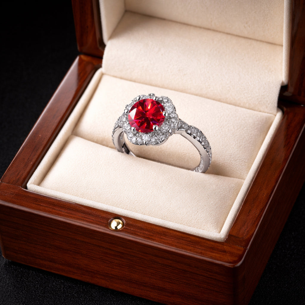 Scarlet Halo Diamond-Look Ring
