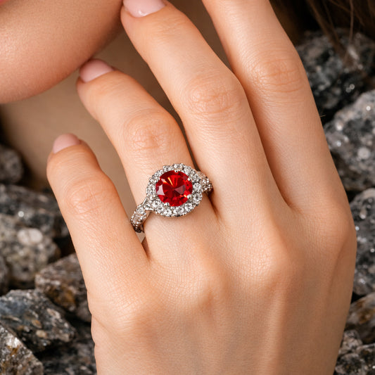 Scarlet Halo Diamond-Look Ring