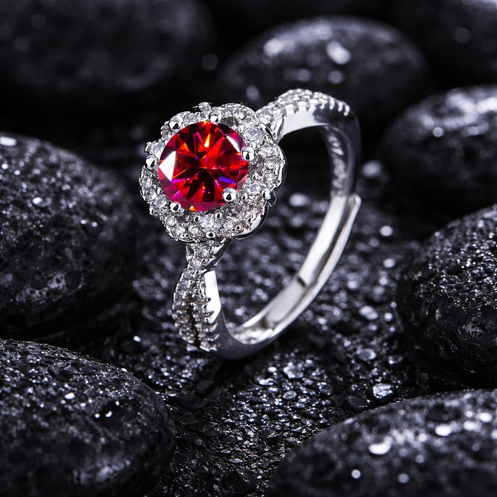 Scarlet Halo Diamond-Look Ring