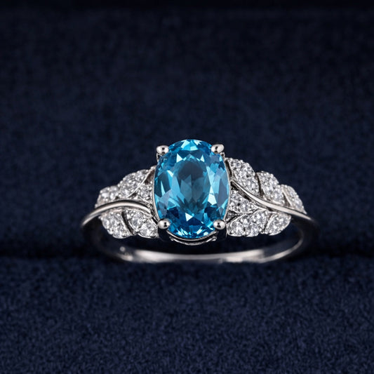 Aqua Grace Diamond-Look Ring