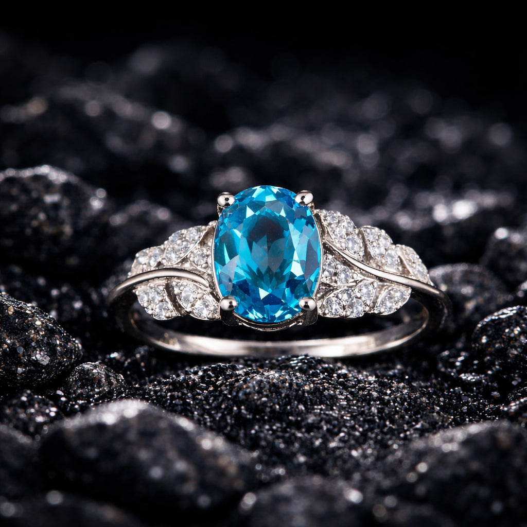 Aqua Grace Diamond-Look Ring