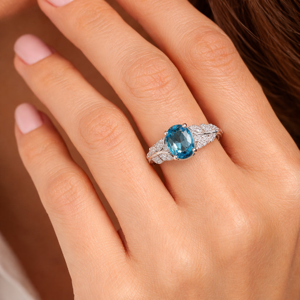 Aqua Grace Diamond-Look Ring