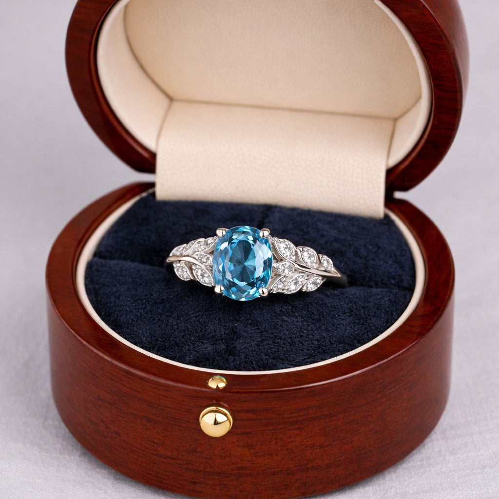 Aqua Grace Diamond-Look Ring