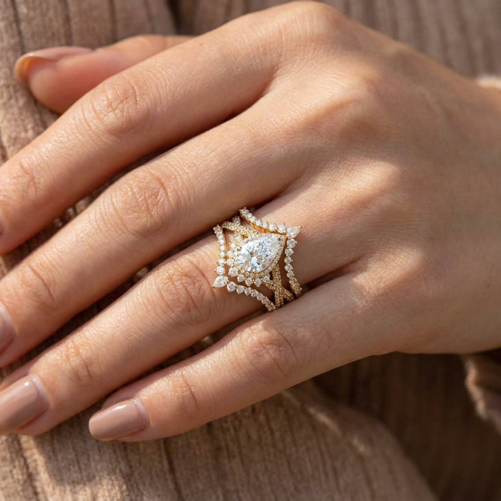Celestial Teardrop Crown Ring