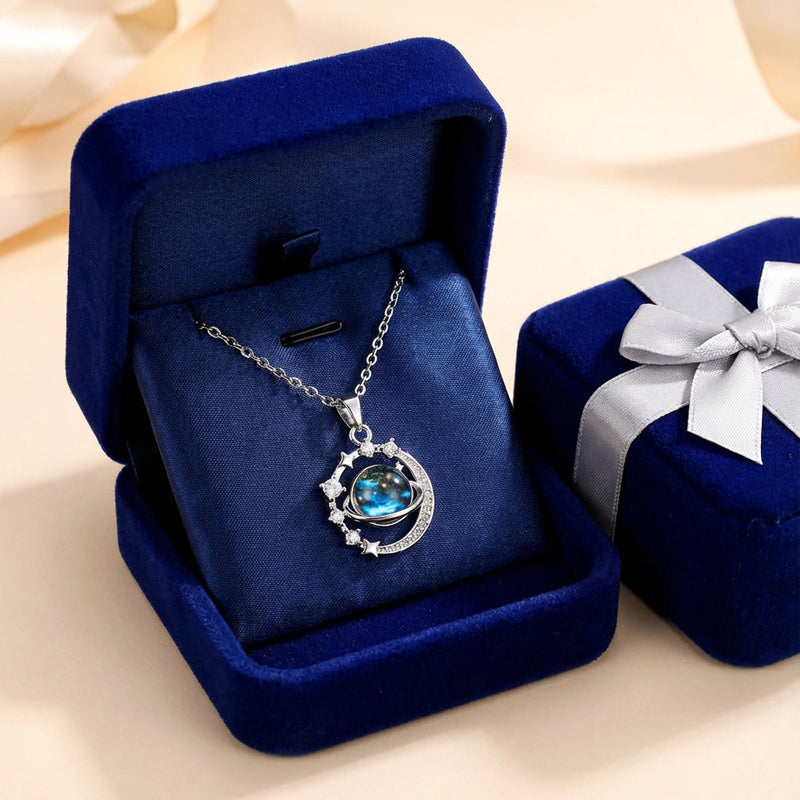 Celestial Orbit Moon Pendant Necklace