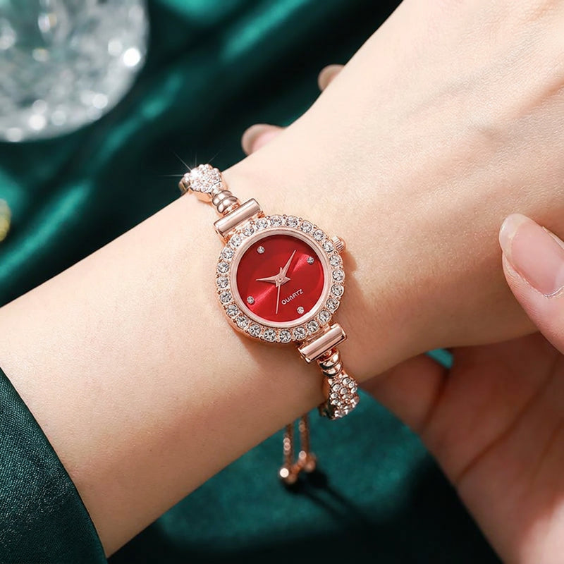 Ruby Radiance Crystal Bracelet Watch