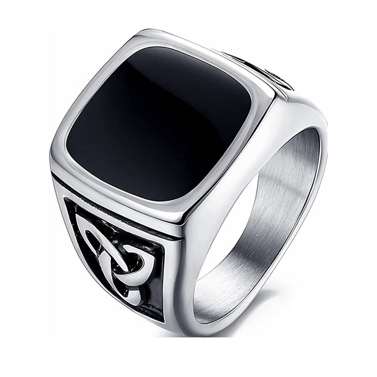 Obsidian Crest Signet Ring