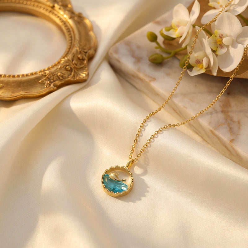 Ocean Aura Crystal Pendant Necklace