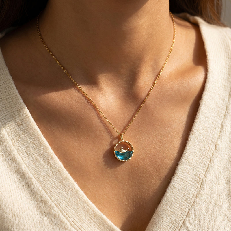 Ocean Aura Crystal Pendant Necklace