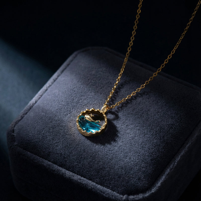 Ocean Aura Crystal Pendant Necklace