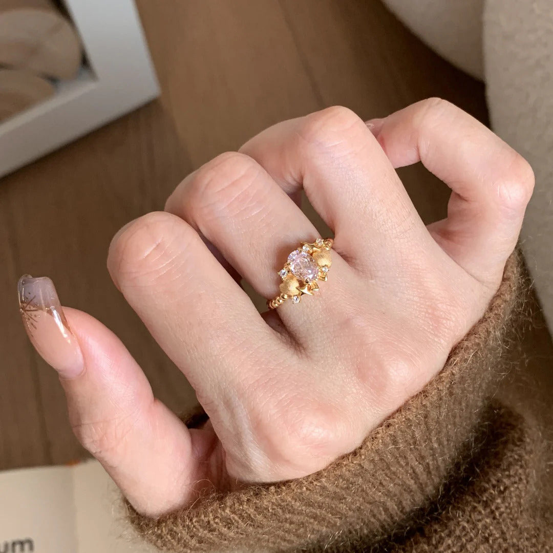 Golden Blossom Crystal Ring