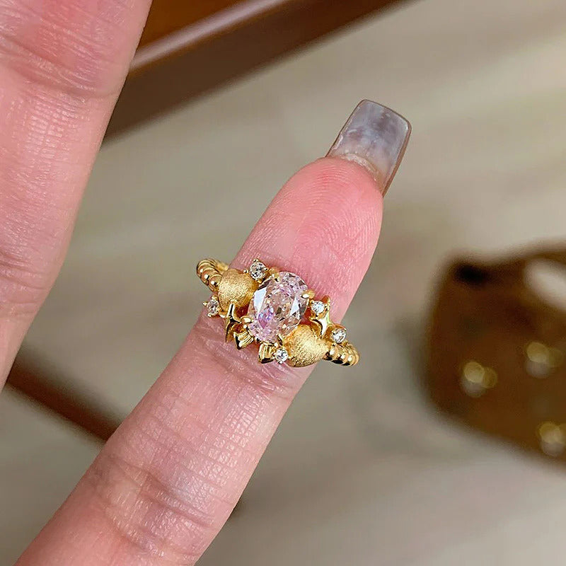 Golden Blossom Crystal Ring