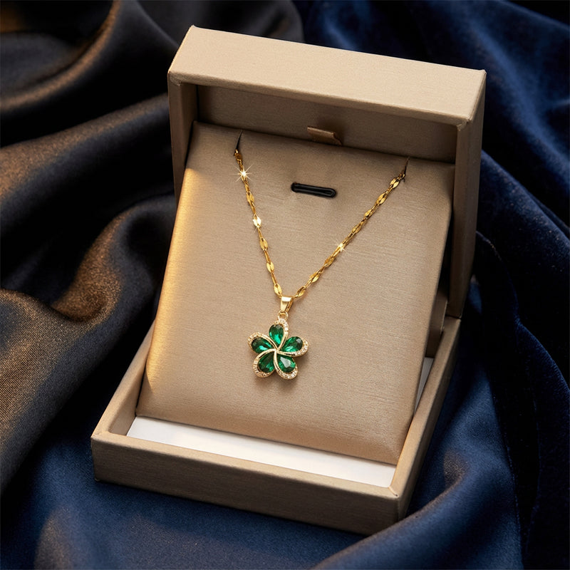 Emerald Clover Pendant Necklace