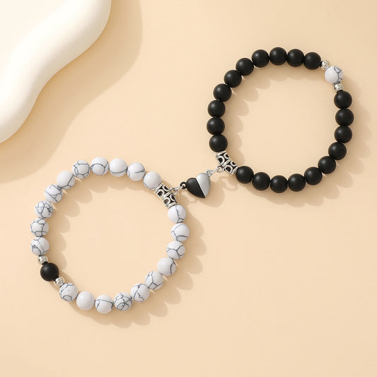 Yin & Yang Magnetic Heart Bracelets