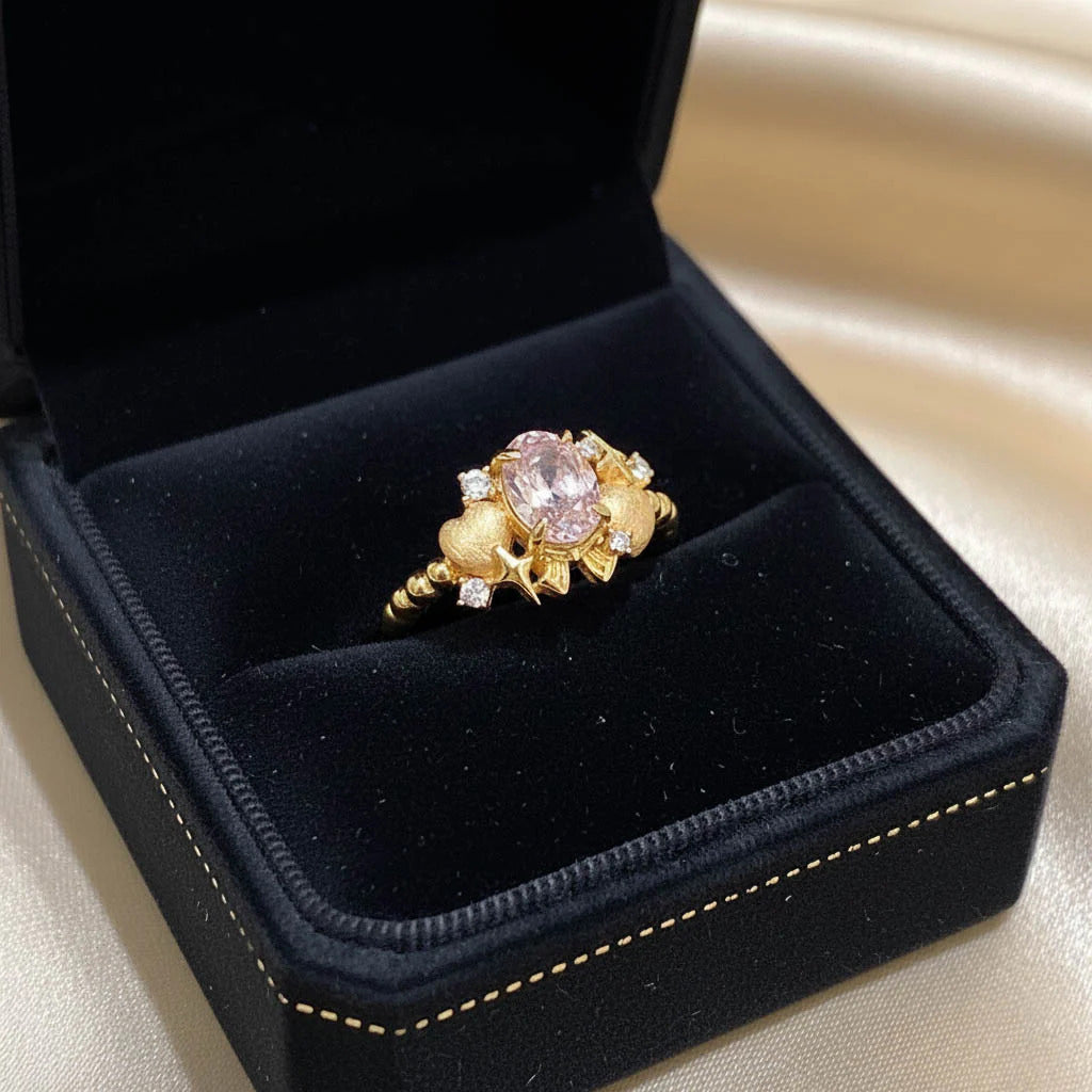 Golden Blossom Crystal Ring